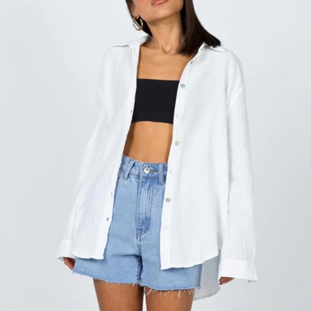 Princess polly white linen long sleeve
